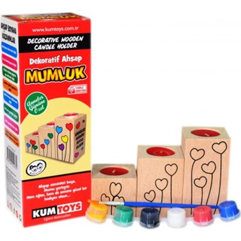 Kumtoys Dekoratif Ahşap Mumluk