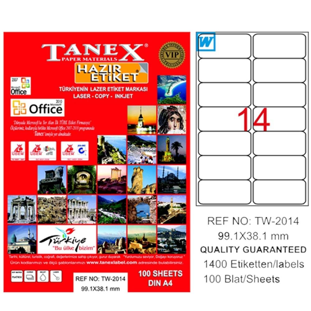 Tanex Lazer Etiket 100 Yp 99.1X38.1Mm Tw-2014