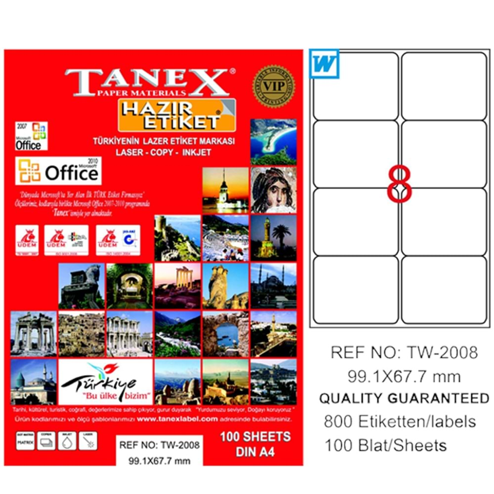 Tanex Lazer Etiket 100 Yp 99.1X67.7Mm Tw-2008