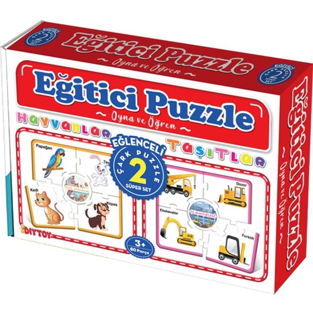 Dıy Toy Çark Eğitici Puzzle Hayvanlar-Taşıtlar 1963