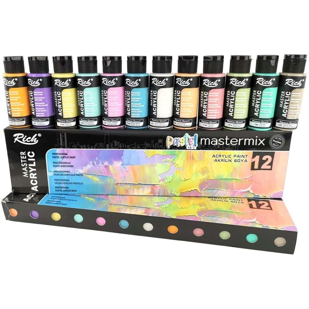 Rich Akrilik Boya Master Mix Pastel Set 12 Li 11409