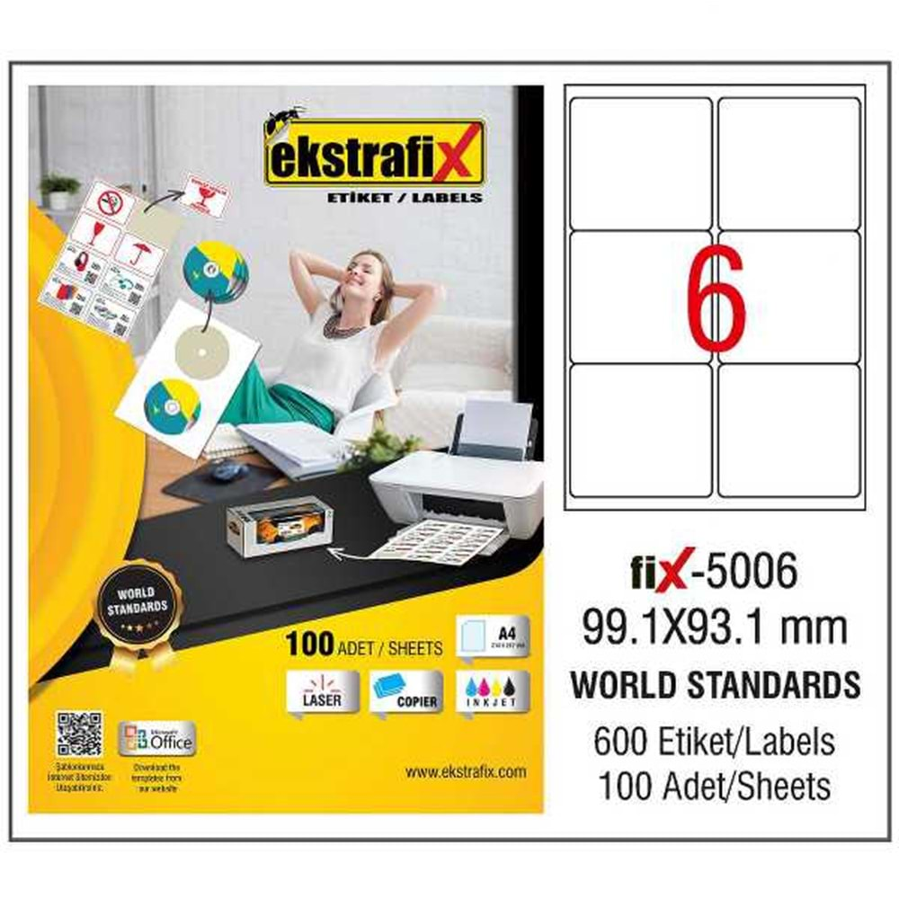 Ekstrafix Lazer Etiket 100 Yp 99,1X93.1Mm Fix-5006