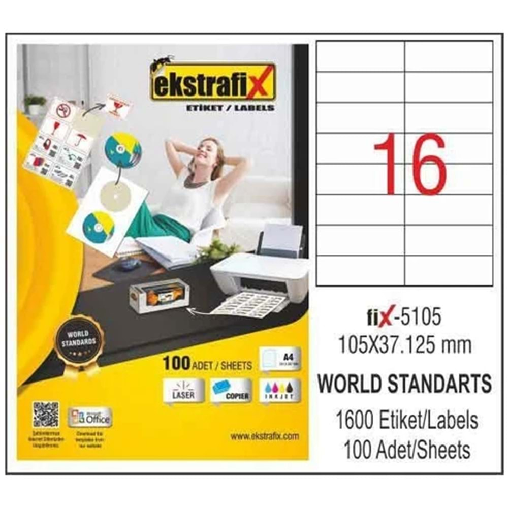 Ekstrafix Lazer Etiket 100 Yp 105X37.125 Fix-5105