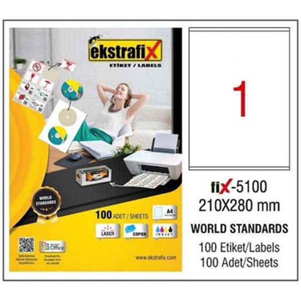 Ekstrafix Lazer Etiket 100 Yp 210X280Mm Fix-5100