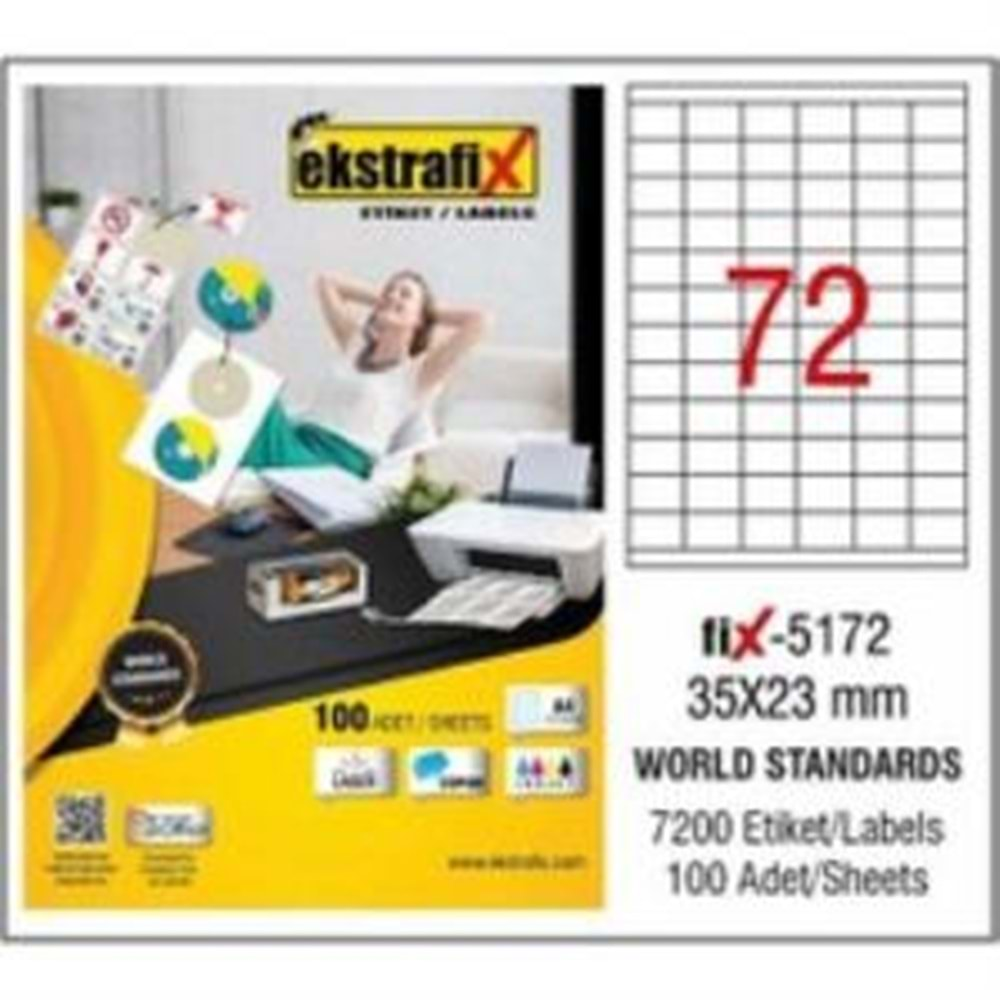 Ekstrafix Lazer Etiket 100 Yp 38.1X21.2Mm Fix-5165