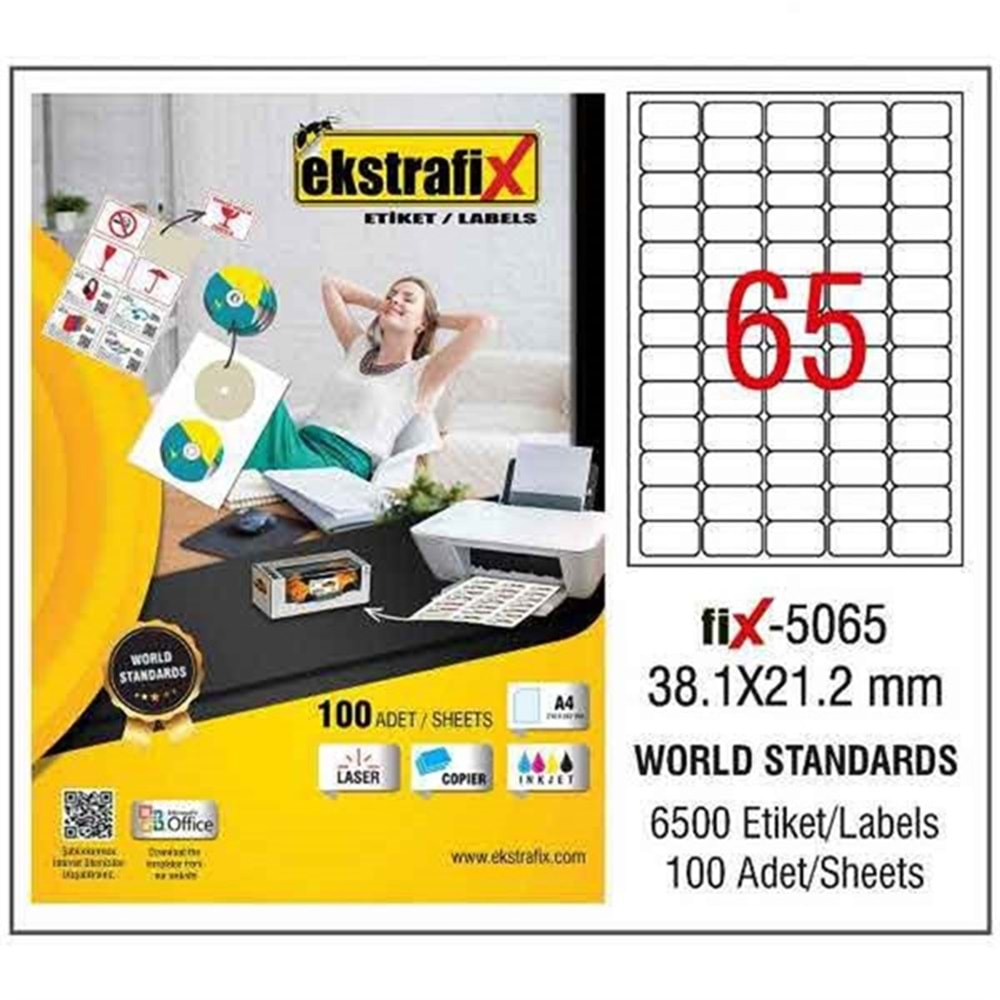 Ekstrafix Lazer Etiket 100 Yp 38.1X21.2Mm Fix-5065