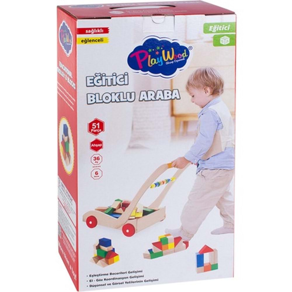 Playwood Kutuda Ahşap Eğitici Bloklu Araba Ony-373