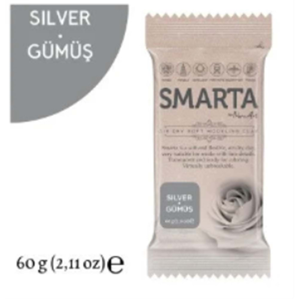 Smarta Akıllı Model Hamuru 60Gr Metalik Gümüş