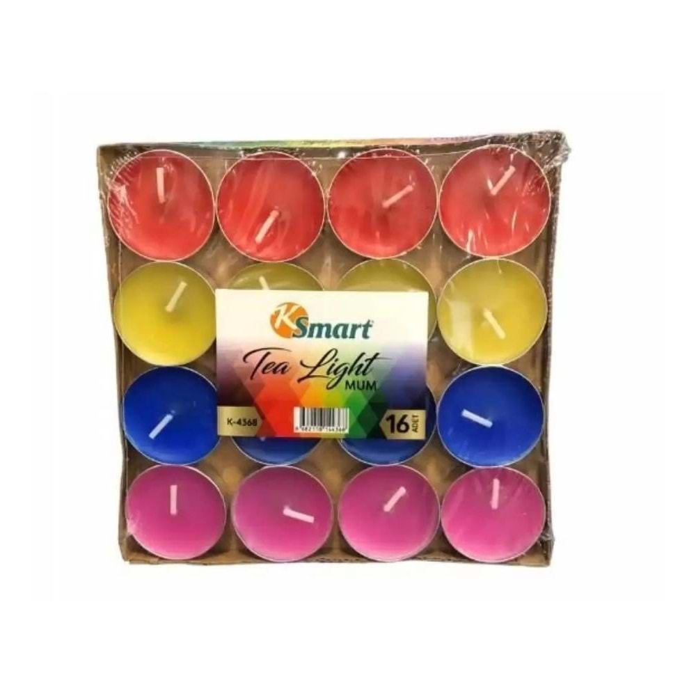 Ksmart Tealight Mum Karışık Renk 16 lı K-4368