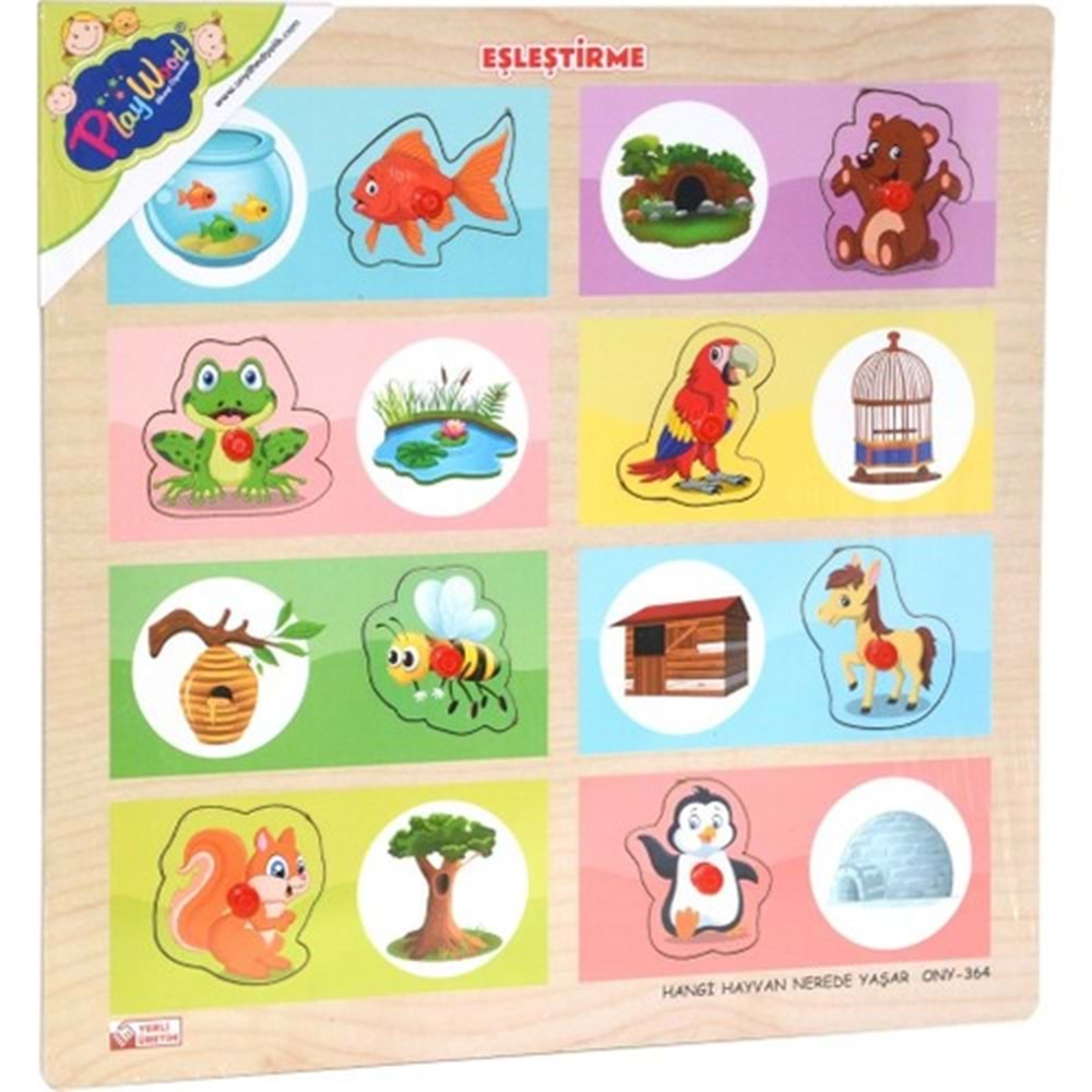 Play Wood Ahşap Tutmalı Eşleştirme Hayvan Yaş ONY-363/364