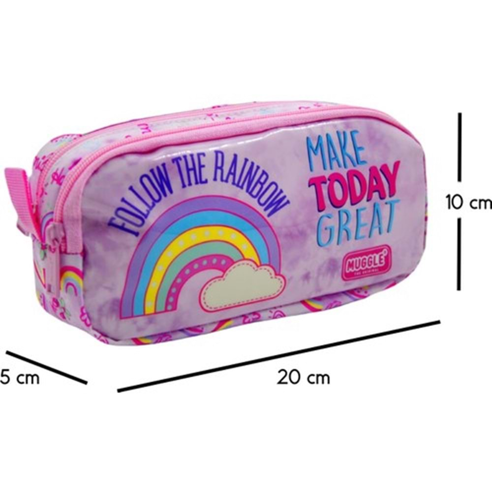 Muggle Mu-6757 Soft Rainbow Pembe Kalem Çantası 