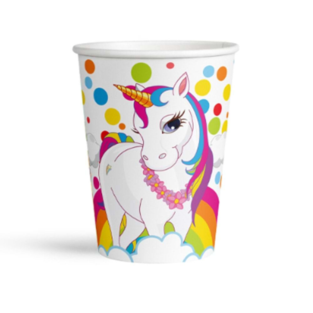 Kika Rainbow Unicorn Karton Bardak 8oz 8 Li