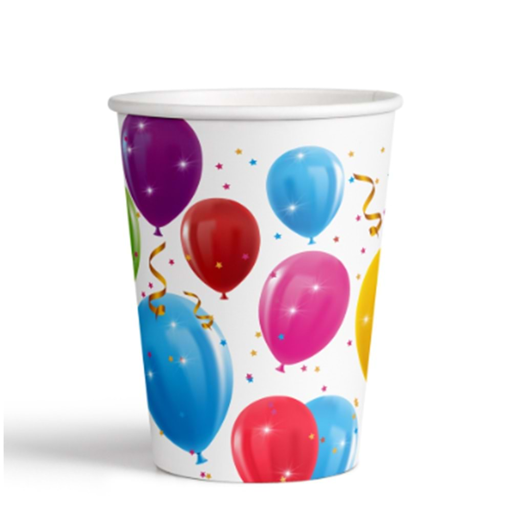 Kika Sparkling Balloons Karton Bardak 8oz 8 Li