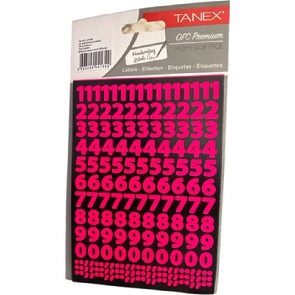 Tanex Rakam Etiketi 10mm FLO Pembe 2 Li STC-569