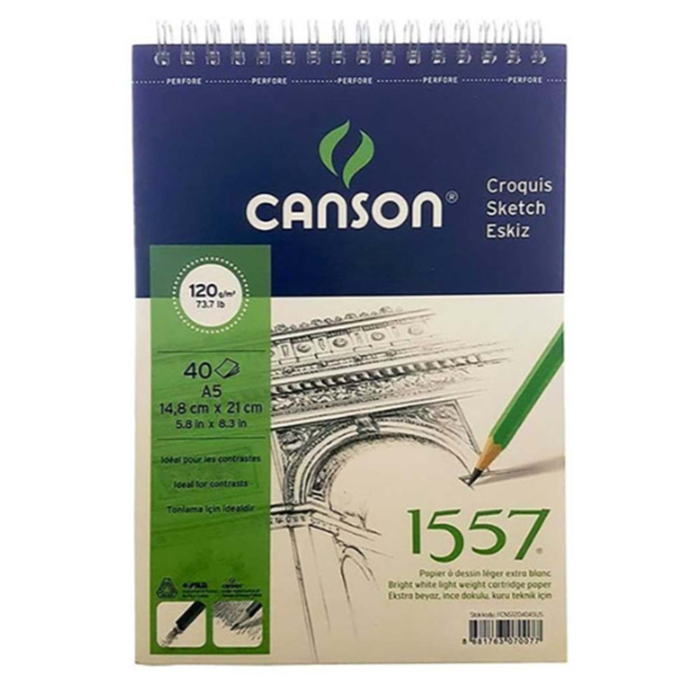 Canson Resim ve Çizim Defteri 120gr A5 40yp