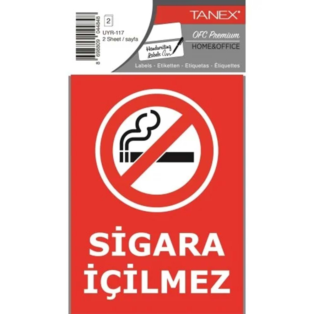 Tanex Uyr-117 Sigara Icilmez Uyari Etiketi 2 Li 