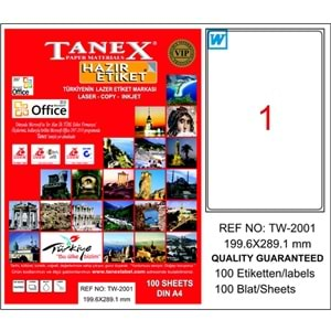 Tanex Lazer Etiket 100 Yp 199.6X289 .1Mm Tw-2001