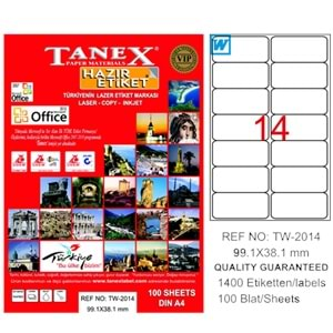 Tanex Lazer Etiket 100 Yp 99.1X38.1Mm Tw-2014