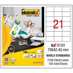 Ekstrafix Lazer Etiket 100 Yp 70X42.43Mm Fix-5124