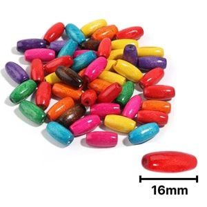 Ahşap Boncuk Renkli 1Kg 16Mm Oval B6517