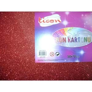 Ticon Fon Kartonu Simli 50X70 10 Lu Kırmızı 250Gr