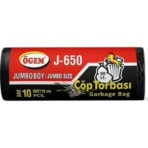 Kespack Çöp Torbası Jumbo 80X110 90Lt J-650 10 Lu