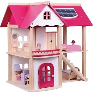 Toy Doll House Ahşap Pembe Oyun Evim BED 554