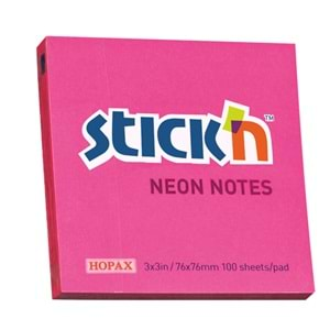 Hopax Stıckn Yapışkanlı Not Kağıdı 76x76 F.Pembe