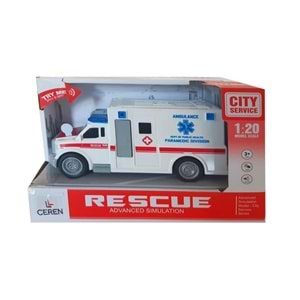 Ctoy Işıklı ve Sesli Sürtmeli Ambulans 1:20