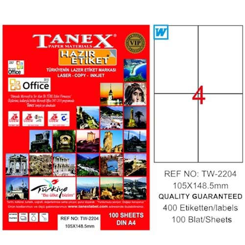 Tanex Lazer Etiket 100 Yp 105X148,5Mm Tw-2204