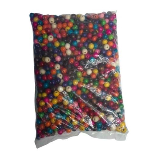 Ahşap Boncuk Renkli 1Kg 14Mm Yuvarlak B5820