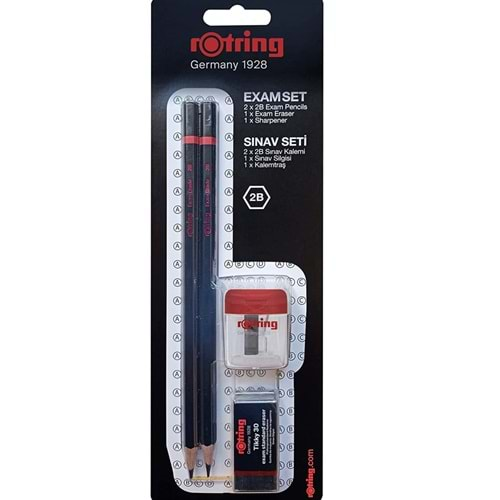 Rotring 2 Li 2B Sınav Kalemi +Silgi+Kalemtraş Set