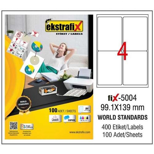 Ekstrafix Lazer Etiket 100 Yp 99.1X139Mm Fix-5004