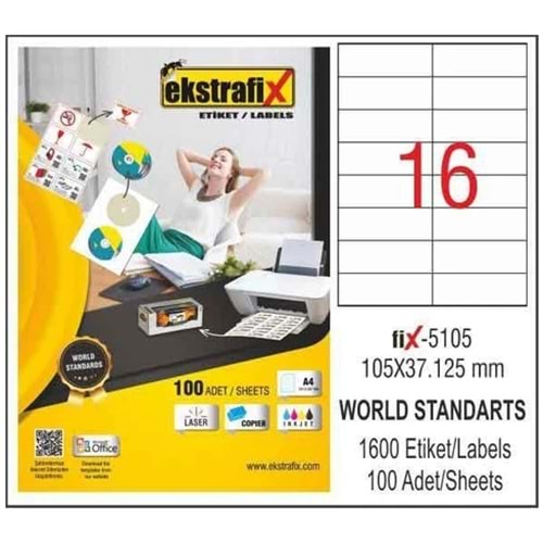 Ekstrafix Lazer Etiket 100 Yp 105X37.125 Fix-5105