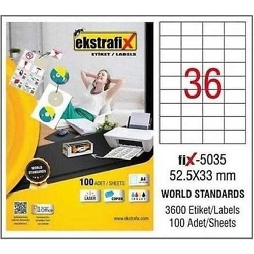 Ekstrafix Lazer Etiket 100 Yp 52,5X33Mm Fix-5035