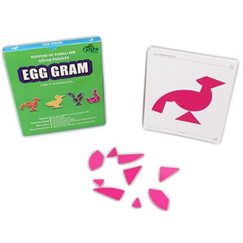 Atlas Egg Tangram Puzzle Set Küçük Kalp-Kare-Yuvarlak