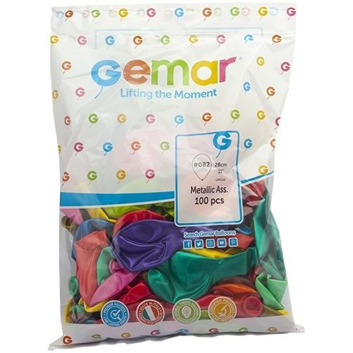 Gemar Metalik Balon Gm110 28Cm 100 Lü Karışık #082