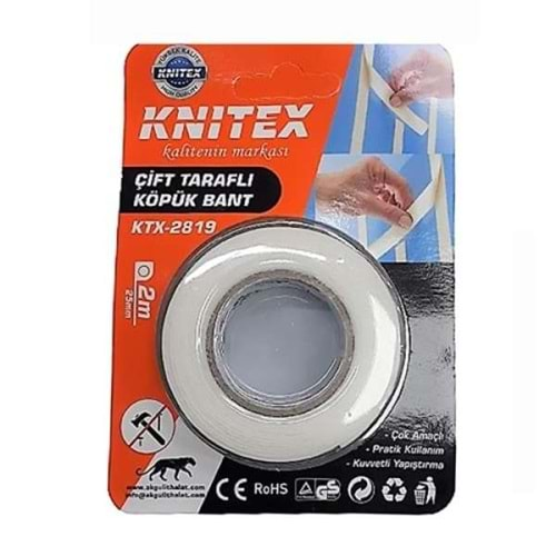 Knıtex Çift Taraflı Köpük Bant 25Mmx2M Ktx-2819