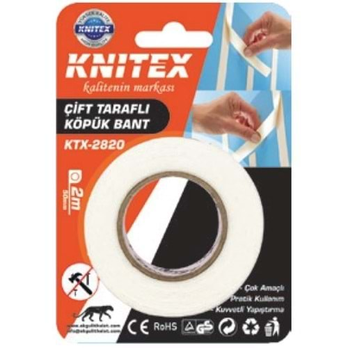 Knıtex Çift Taraflı Köpük Bant 50Mmx2M Ktx-2820