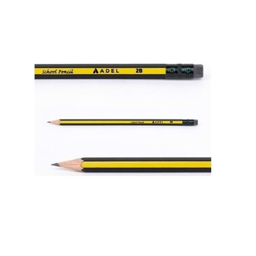 Adel School Pencil 2B, Silgili(1 Adet)