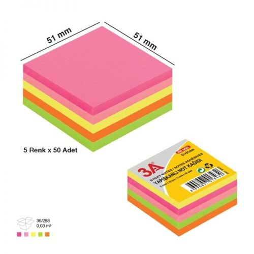 Ark Post-it Renkli 5x50 51mmx51mm 1343 -12