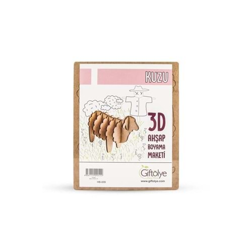 Giftölye 3D Ahşap Biblo Kuzu HB-009