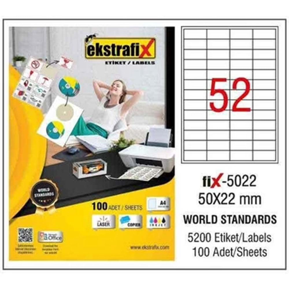 Ekstrafix Lazer Etiket 100 Yp 50X22Mm Fix-5022