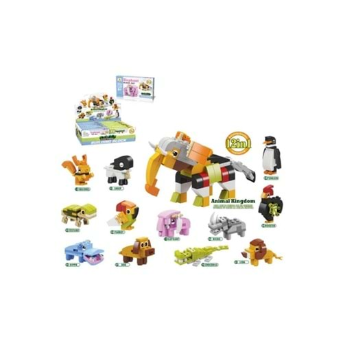 Kızılkaya Oyuncak Lego Hayvanlar 12 İn 1 KZL-SM206B(1 Adet)